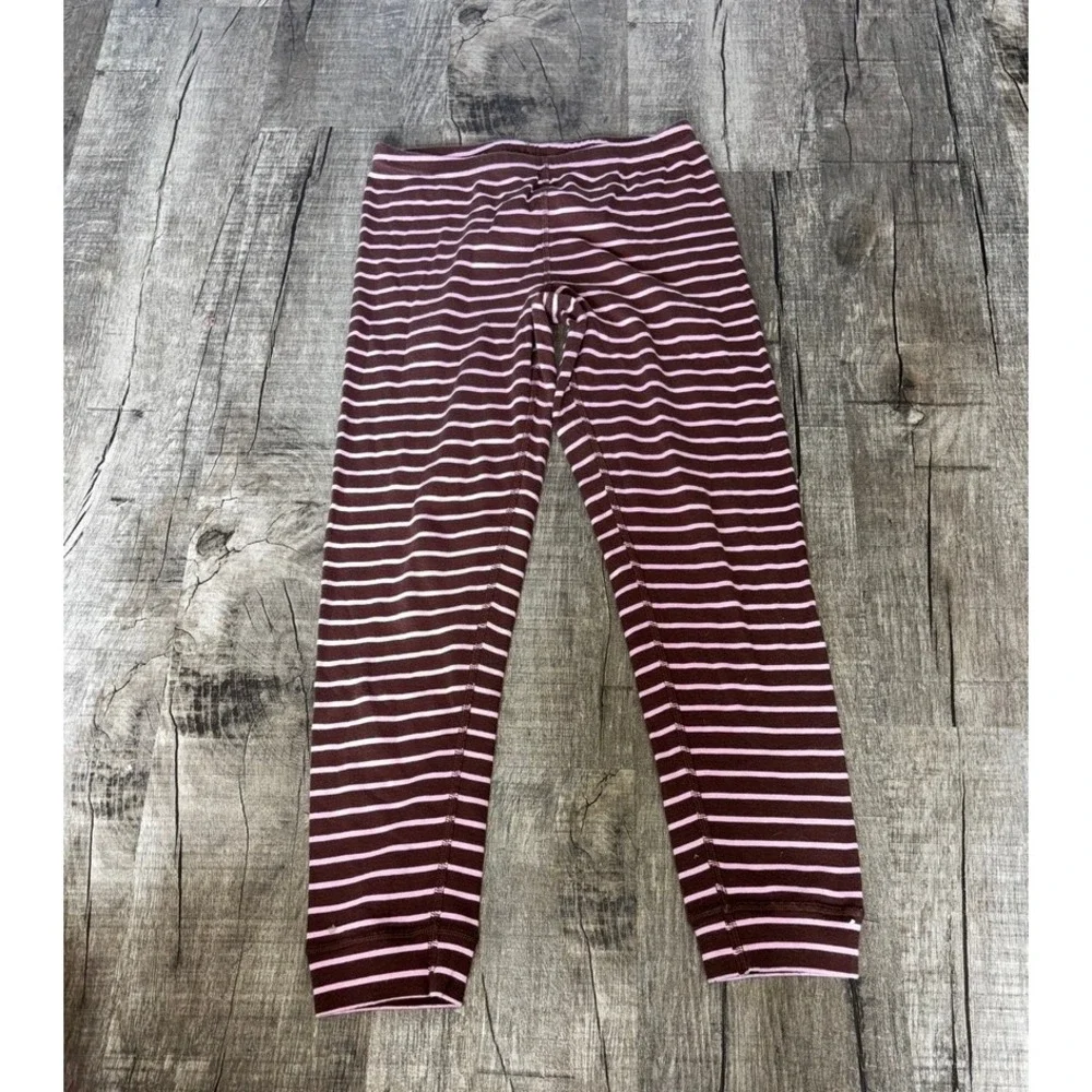 Hanna Andersson Kids Striped Long John Pajama‎ Bottoms Brown Pink Organic Cotton